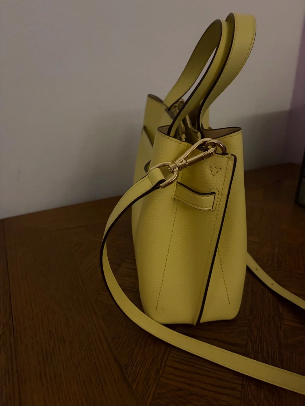 Michael Kors Yellow Leather Satchel with Belt Detail